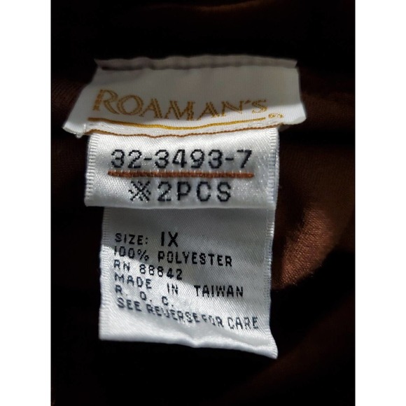 Roaman's Size 1X Brown Velvet Velour 2 Pc Pockets Elastic Waist Athleisure Set - Picture 14 of 14